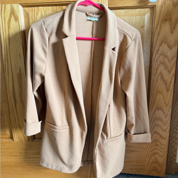 Women’s Open-Front Blazers - White &Camel (Med) - Picture 2 of 8